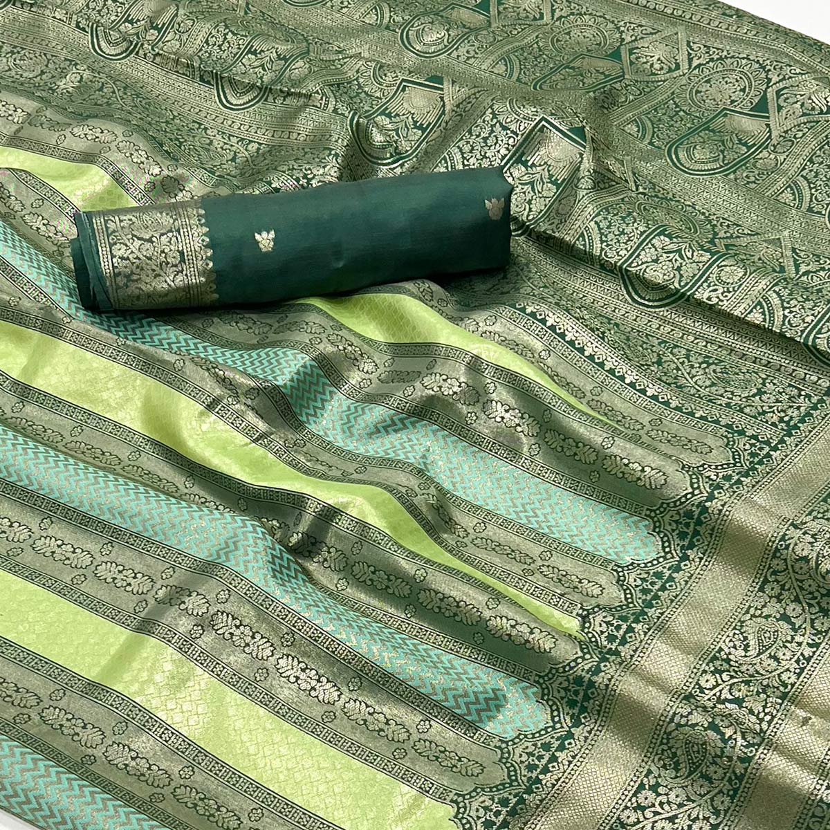 Mineral Green Zari Weaving Kanjivaram Silk Saree