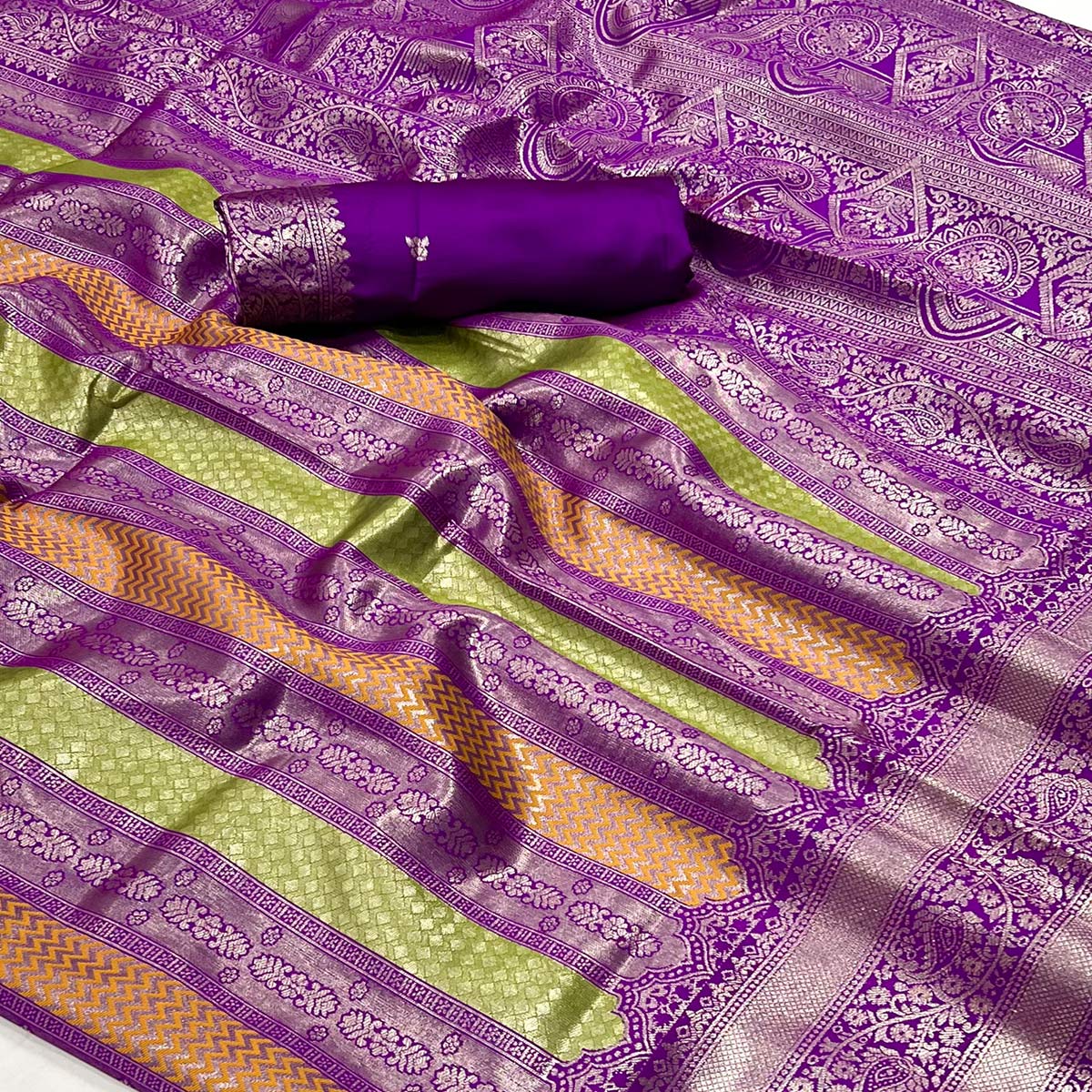 Violet Zari Weaving Kanjivaram Silk Saree