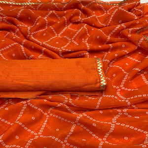 Orange Bandhani Printed Georgette Saree