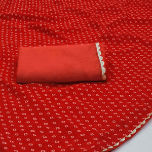 Red Bandhani Printed Georgette Saree