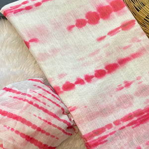 Pink Saburi Printed Linen Saree With Zari Border