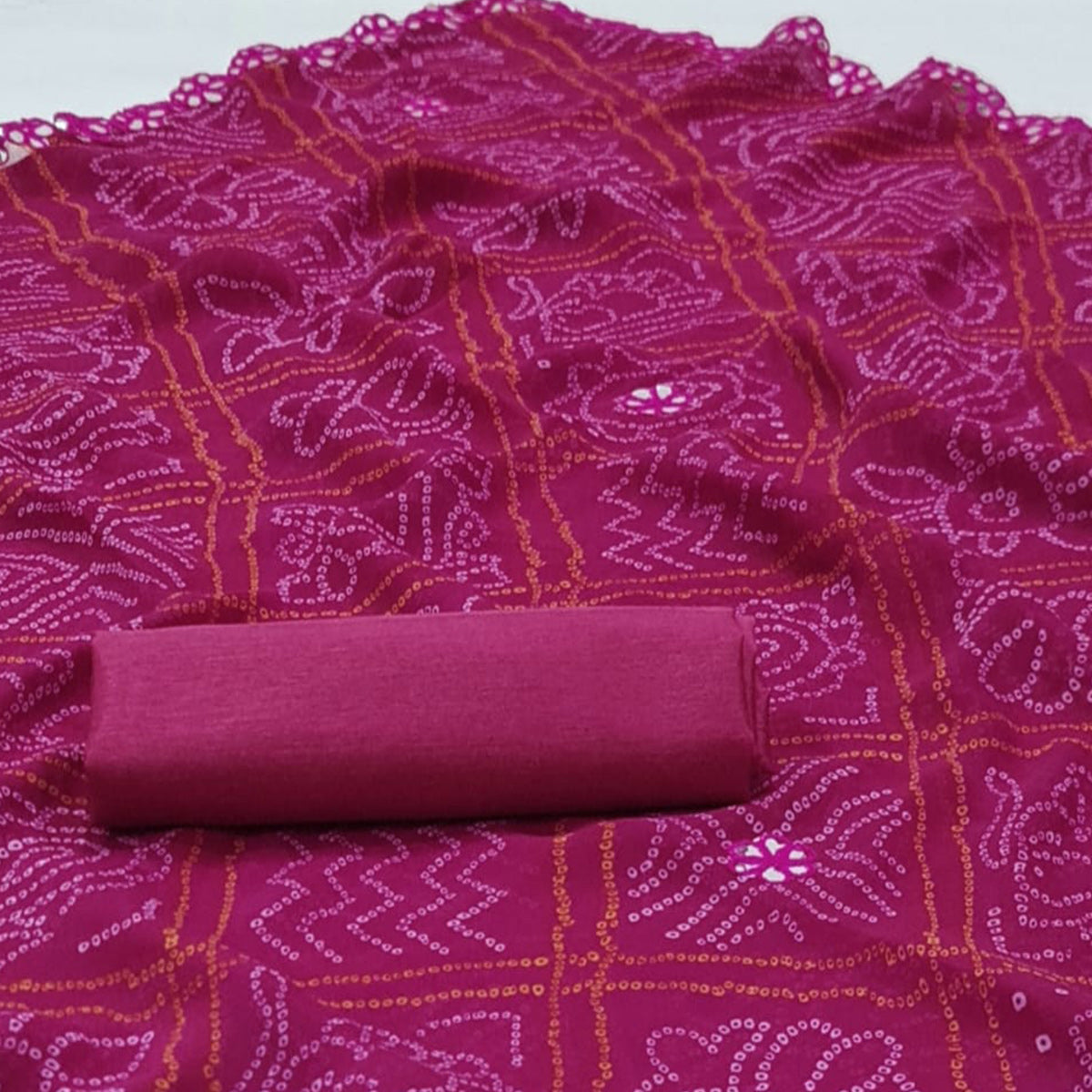 Pink Bandhani Printed Georgette Saree