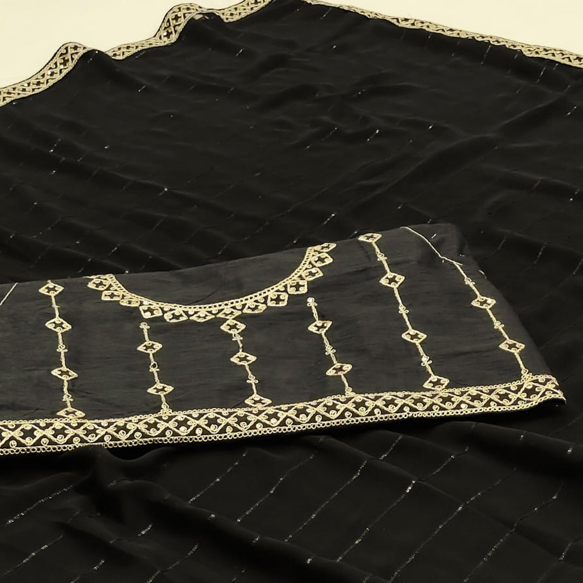 Black Embroidered Georgette Saree