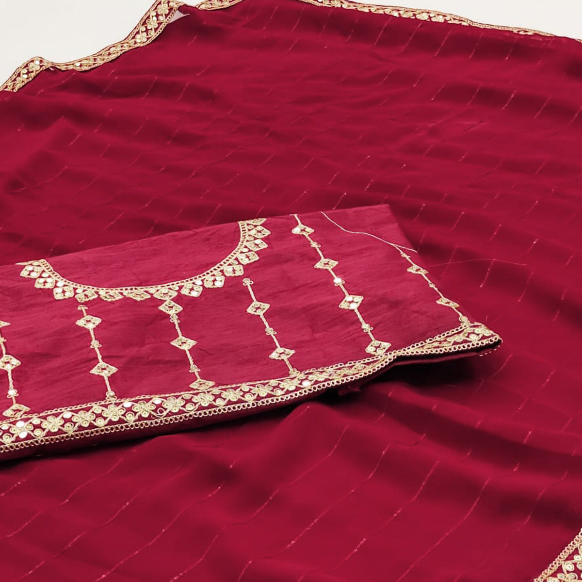 Pink Embroidered Georgette Saree