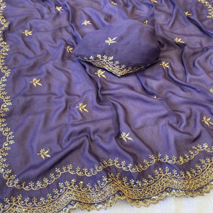 Lavender Embroidered Star Georgette Saree Designed for Stylish Party Wear
