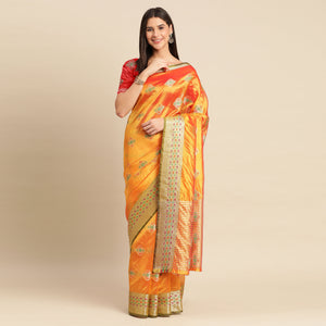 Golden Woven Organza Saree