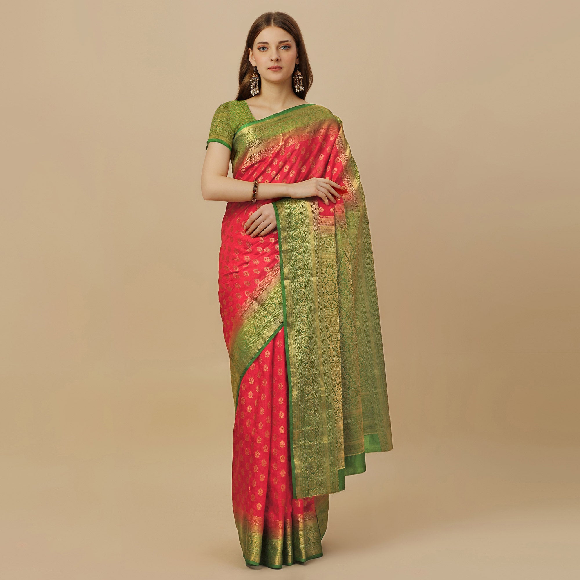 Red Woven Dola Silk Saree