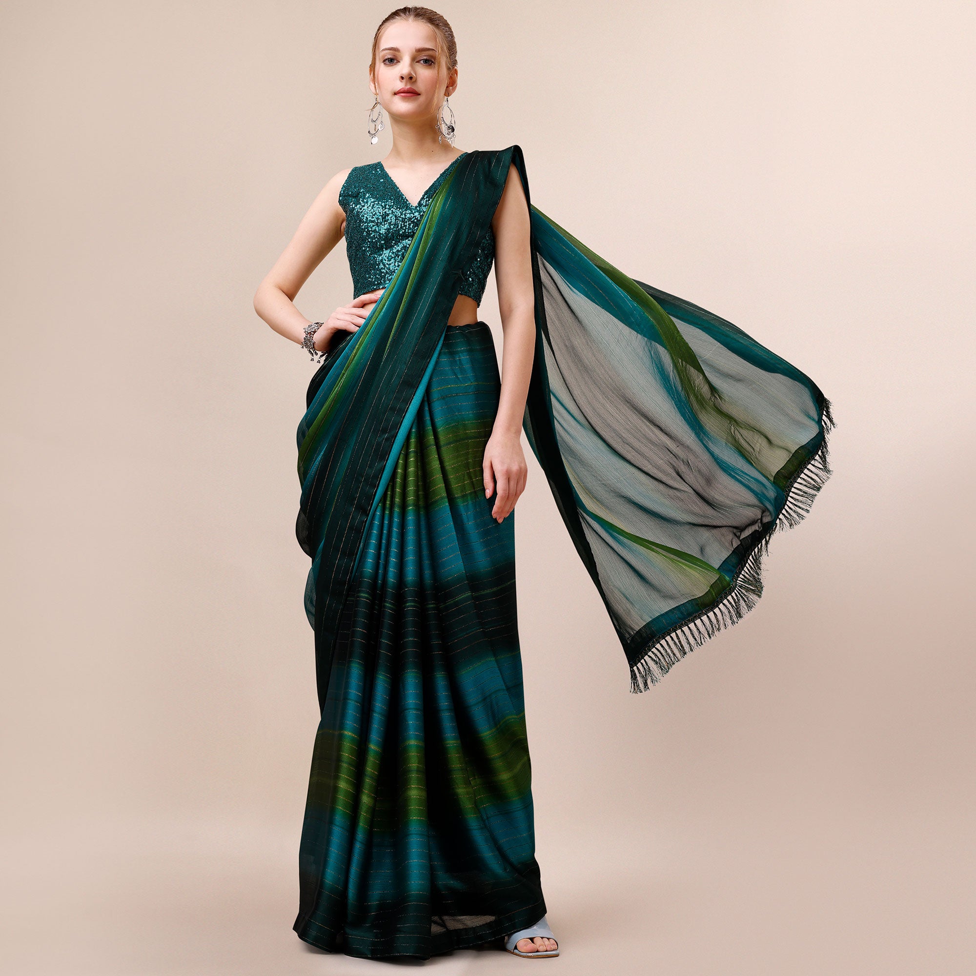Multicolour Woven Chiffon Saree