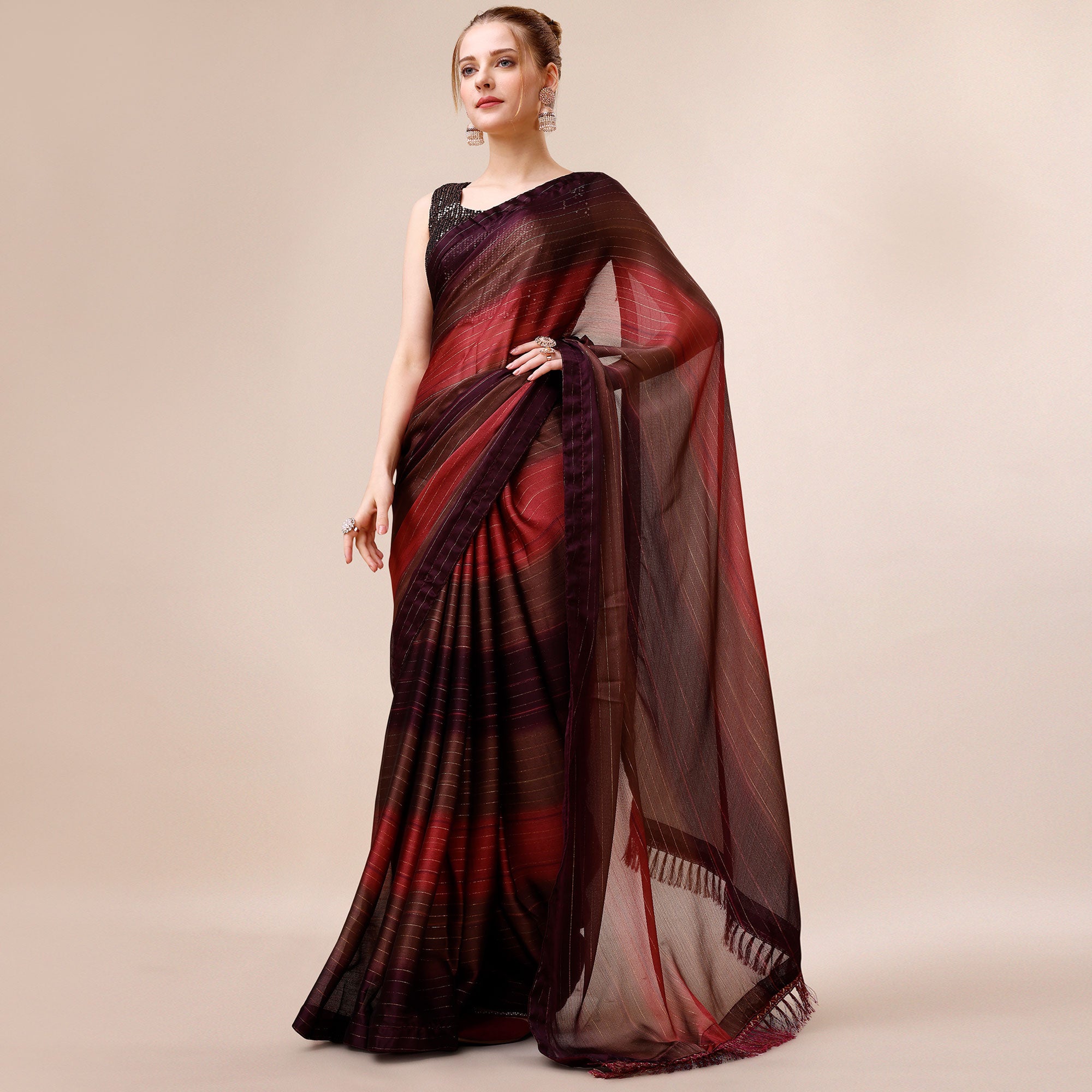 Multicolour Woven Chiffon Saree