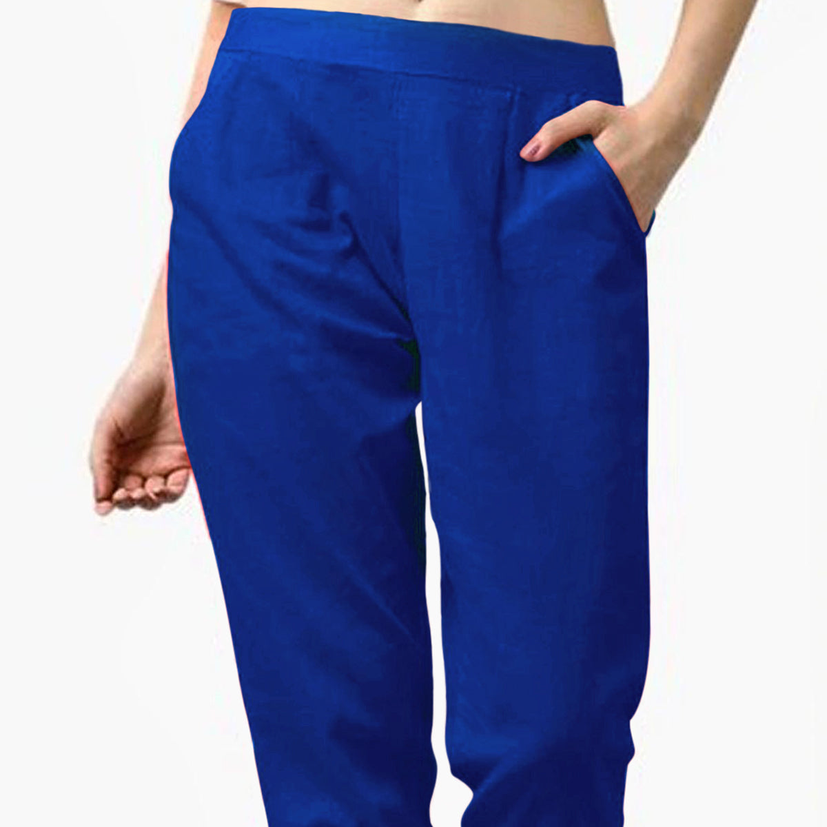 Blue Pure Cotton Ankle Length Pant