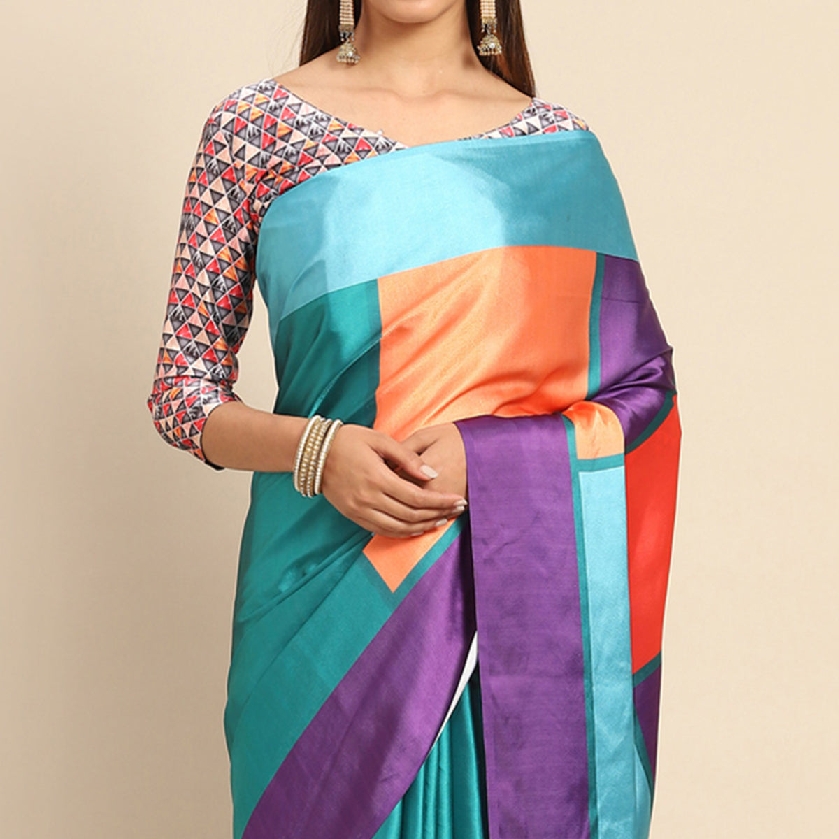 Multicolor Printed Pure Silk Saree