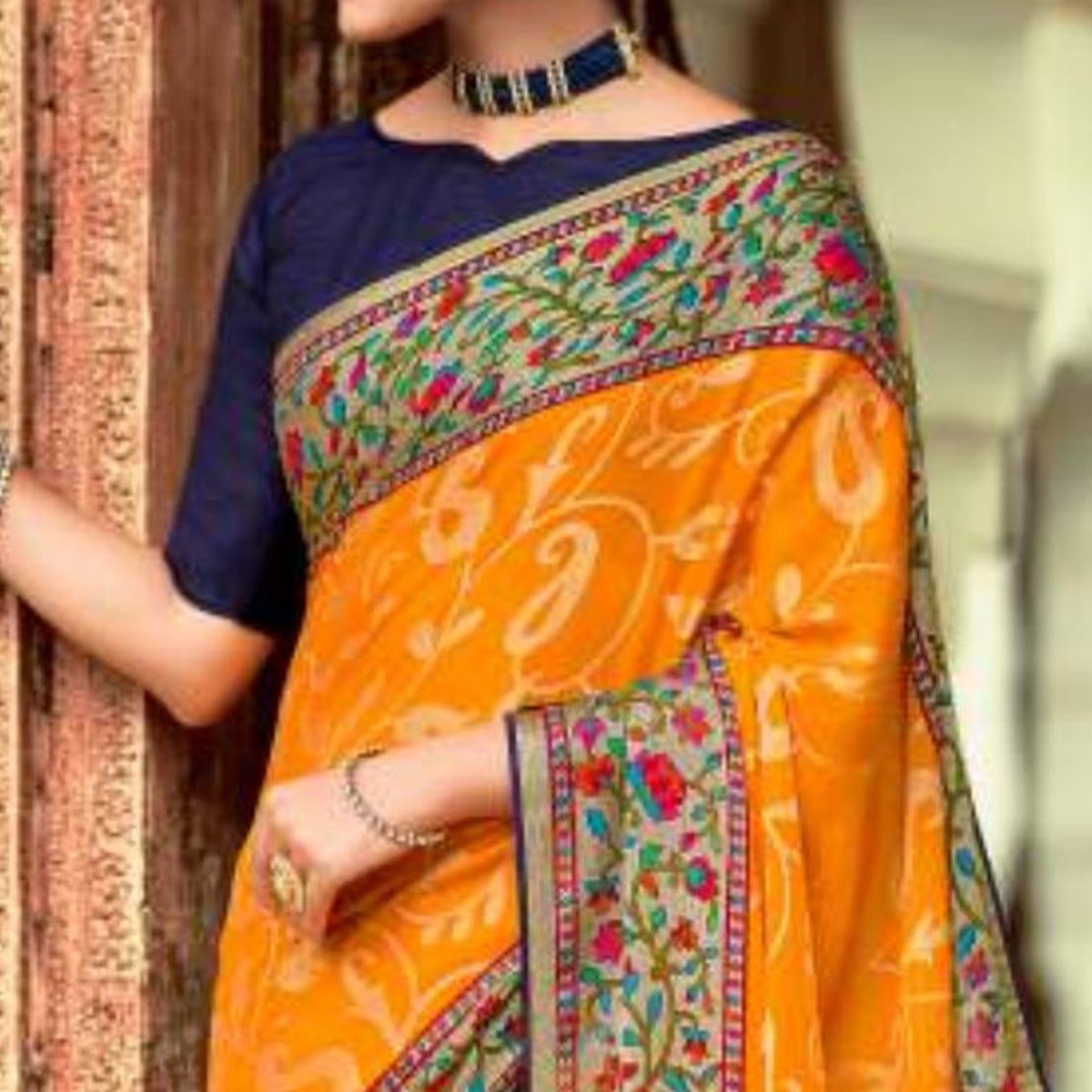 Mustard Woven Brasso Paithani Saree