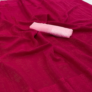 Rani Pink Zari Woven Georgette Saree