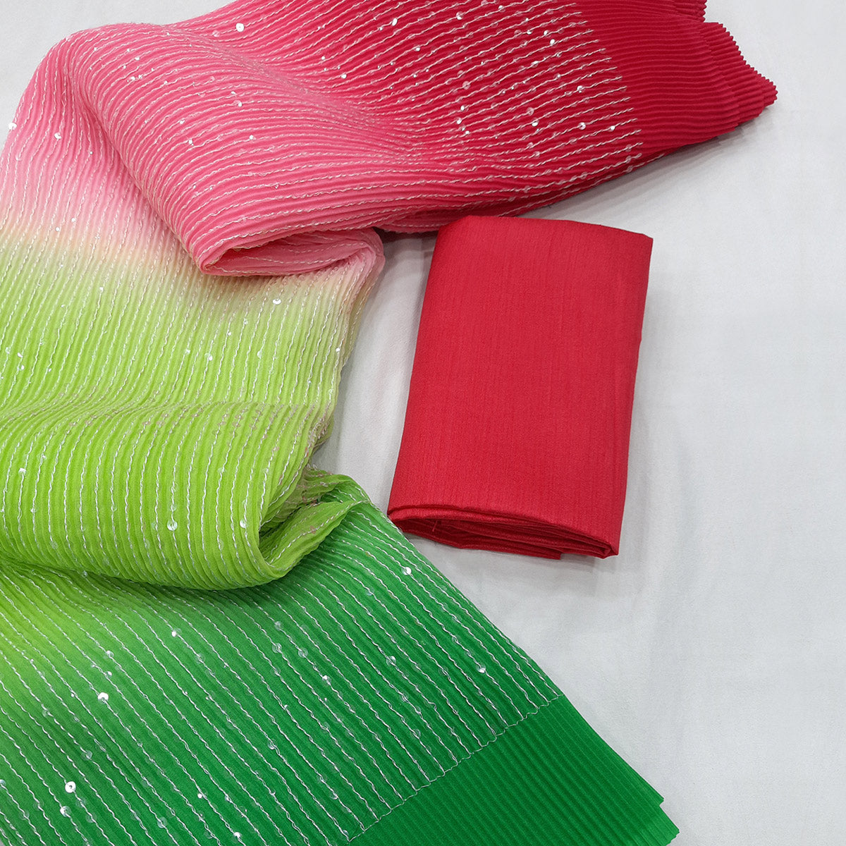 Multicolor Sequins Embroidered Georgette Saree