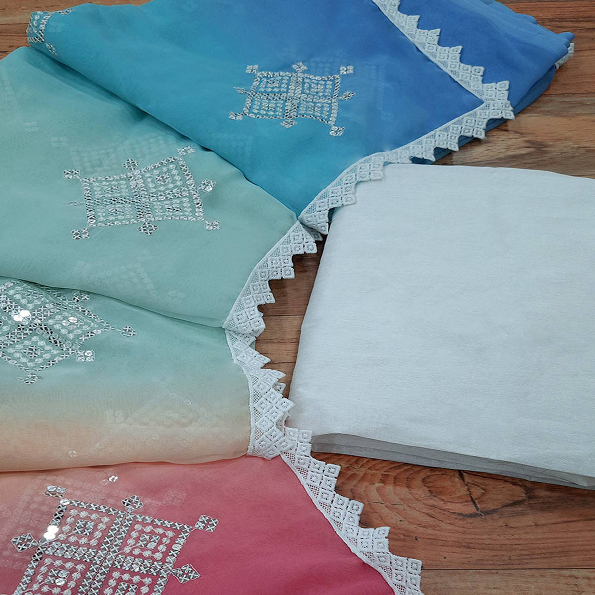 Multicolor Sequins Embroidered Georgette Saree