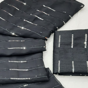 Black Sequins Embroidered Georgette Saree