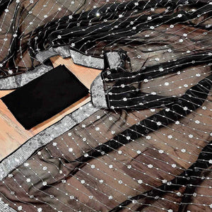 Black Sequins Embroidered Georgette Saree