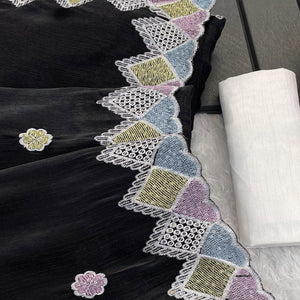 Elegant Black Chiffon Silk Saree Adorned With Delicate Floral Sequin Work