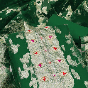 Green Woven Organza Dress Material