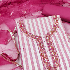 Pink Printed Pure Cotton Dress Material