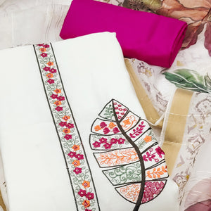 White Delight Floral Sequins Embroidered Cotton Silk Dress Material