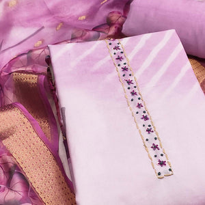 Fresh Lavender Leaf Digital Printed Rayon Dress Material With Sequins & Delicate Handwork