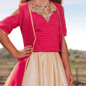 Pink Beige Handwork Mulberry Silk Gown