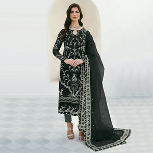 Black Sequins Embroidered Georgette Pakistani Suit