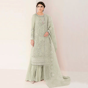 Green Sequins Embroidered Georgette Sharara Suit