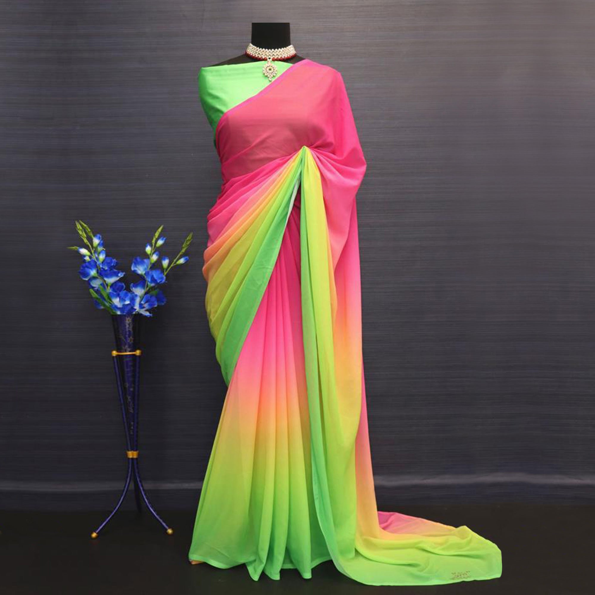 Multicolor Printed Georgette Saree