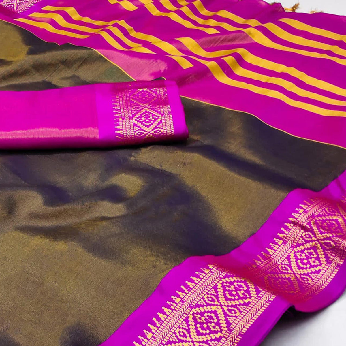 Brown Woven Cotton Silk Saree