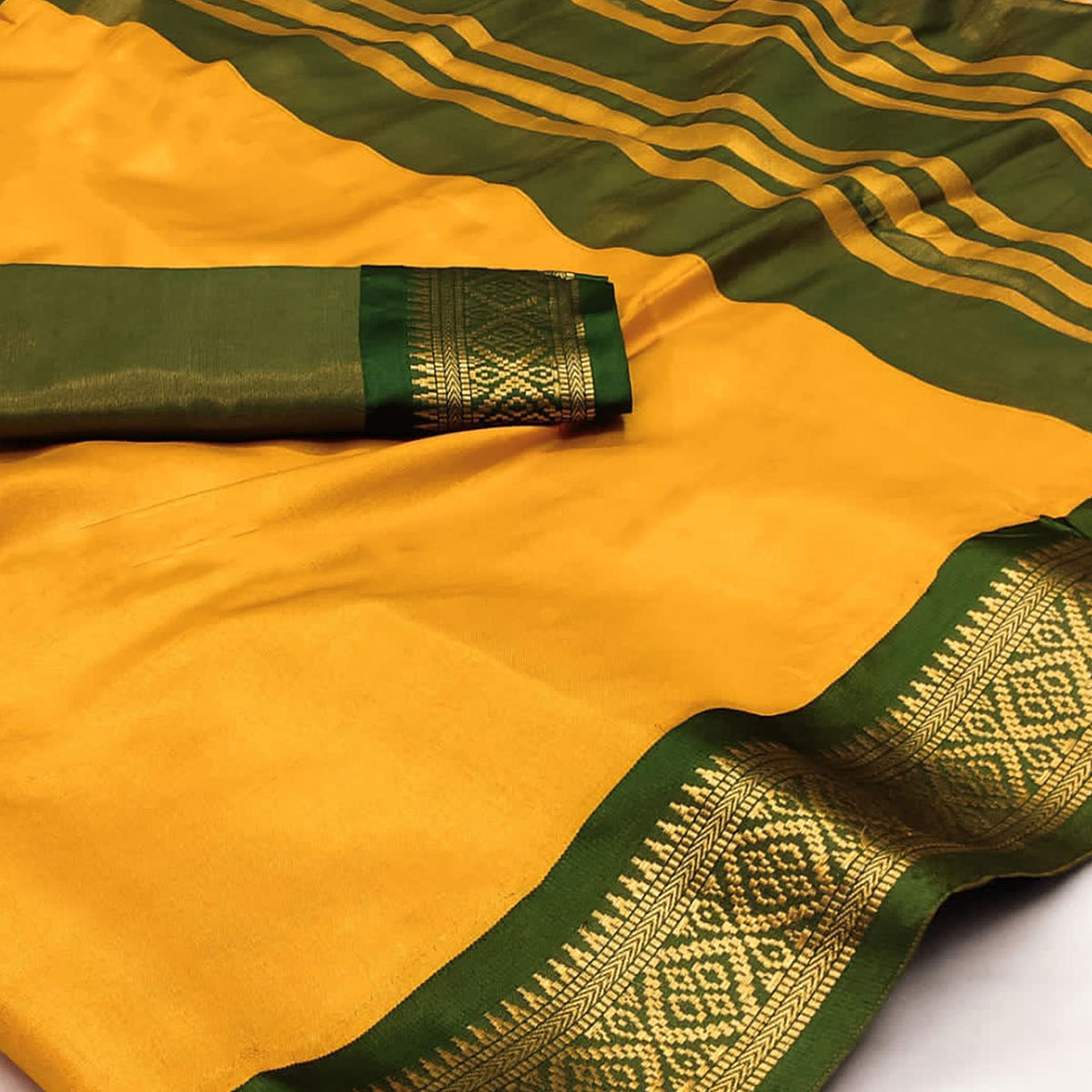 Mustard Woven Cotton Silk Saree