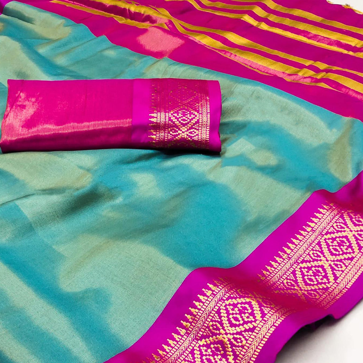 Rama Green Woven Cotton Silk Saree