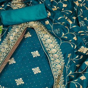 Morpich Floral Embroidered Chinon Dress Material