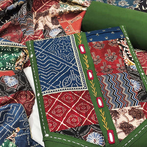 Ethnic Green Solid With Printed Pure Cotton Dress Material With Neck Embroidery Work