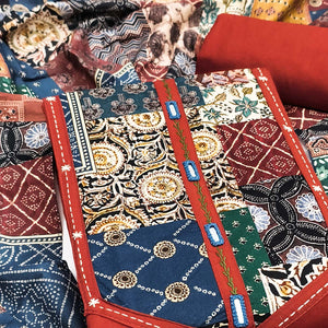 Ethnic Red Solid With Printed Pure Cotton Dress Material With Neck Embroidery Work