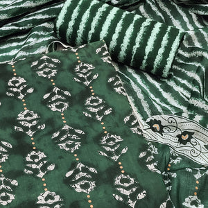 Green Floral Printed Pure Cotton Dress Material