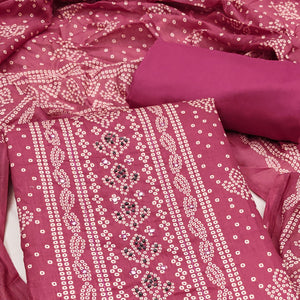Soft Cotton Pink Dress Material with Classic Bandhani Print