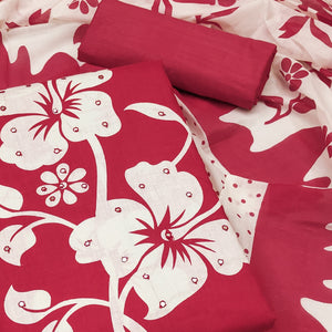 Pink Floral Printed Pure Cotton Dress Material