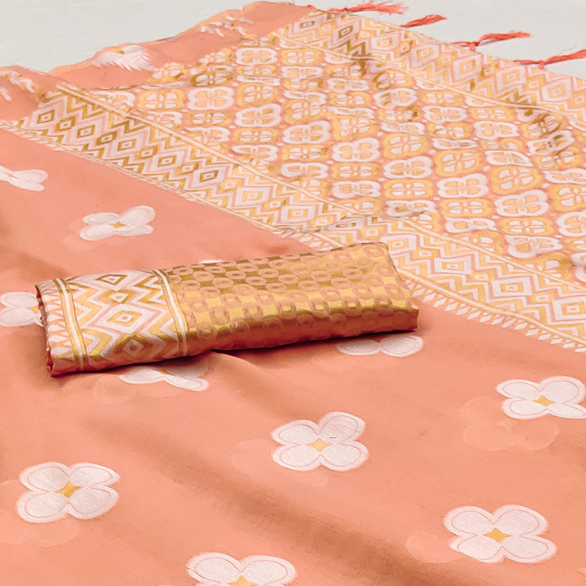 Orange Woven Modal Saree