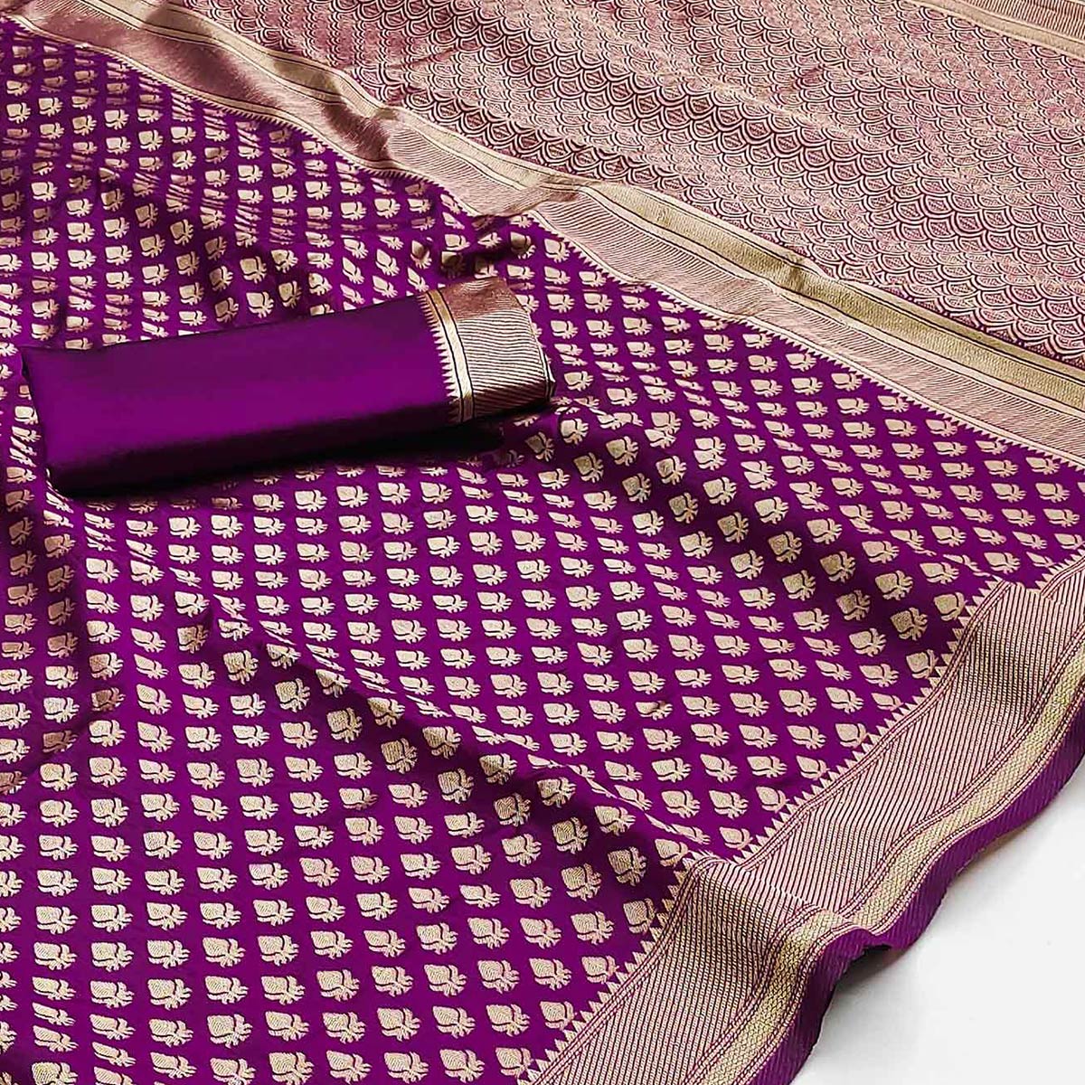 Purple Woven Banarasi Silk Saree