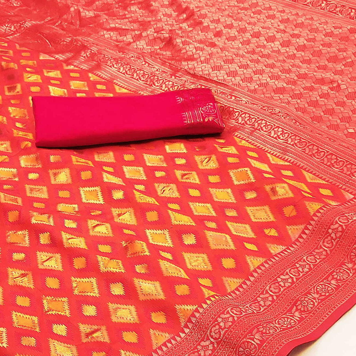 Red Woven Cotton Silk Saree