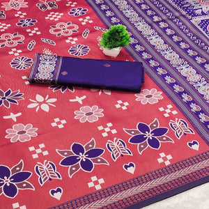 Red Traditional Kanjivaram Silk Saree Featuring Elegant Floral Weaves