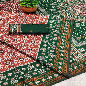 Rust Designer Handloom Kanjivaram Silk Saree with Rich Floral Weaving