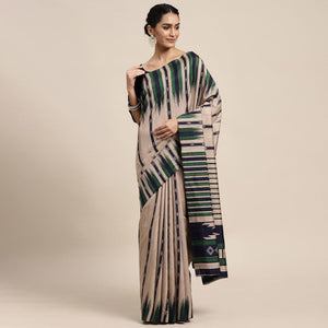 Beige Digital Printed Dola Silk Saree