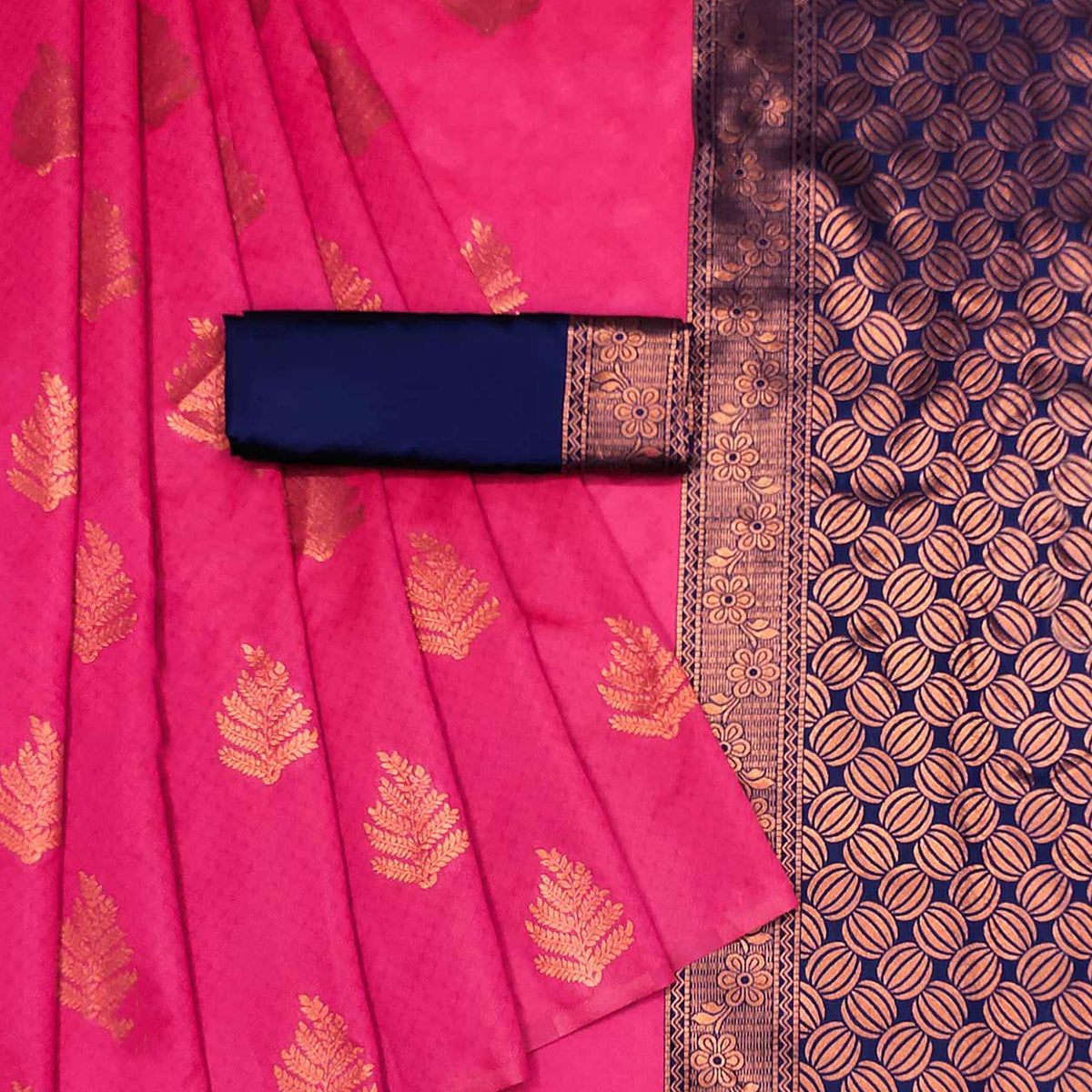 Pink Woven Banarasi Silk Saree