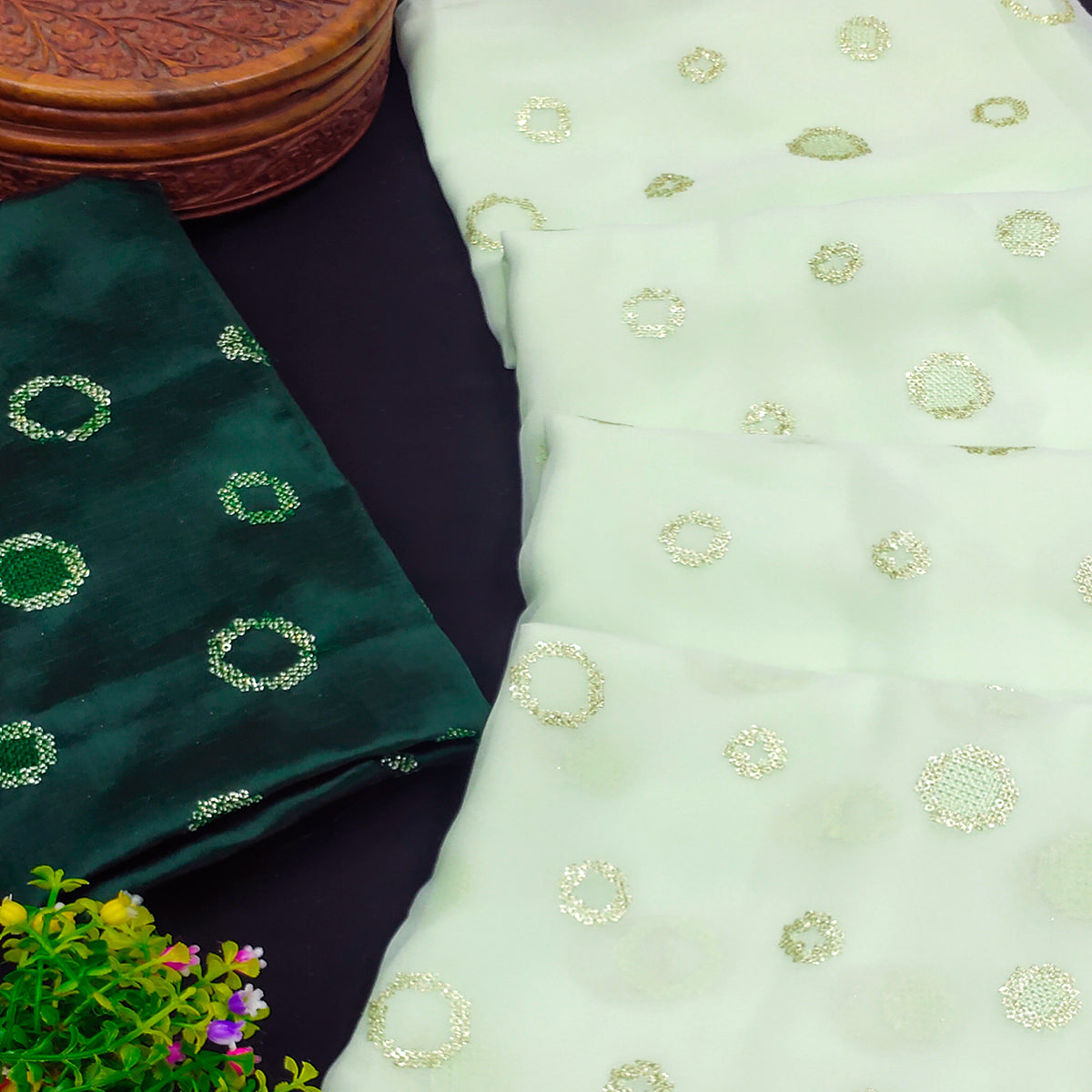 Green Embroidered Georgette Saree