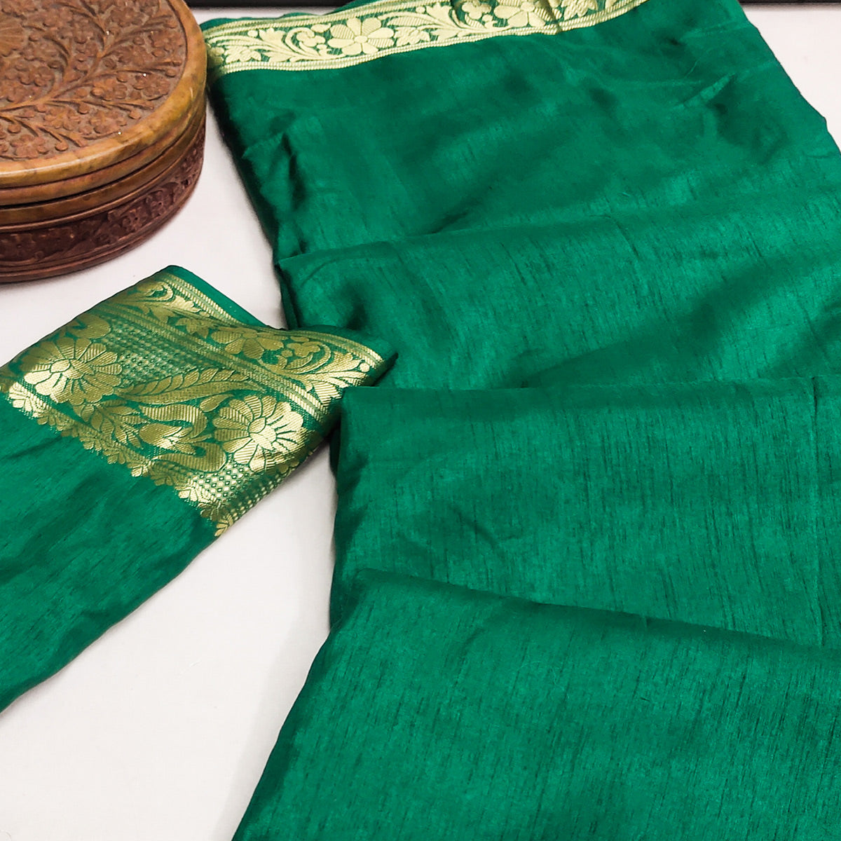 Green Woven Art Silk Saree