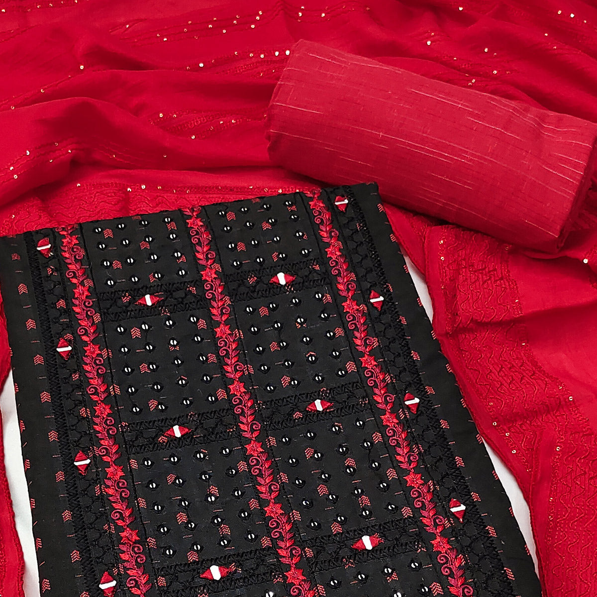 Black Woven Pure Cotton Dress Material