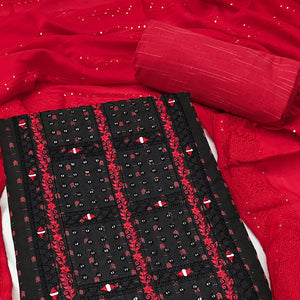 Black Woven Pure Cotton Dress Material